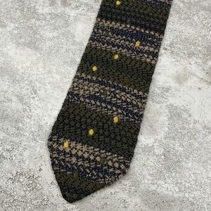 Michel Axel Silk Tie Mens One Size Green Striped Pointed Made In France Necktie
